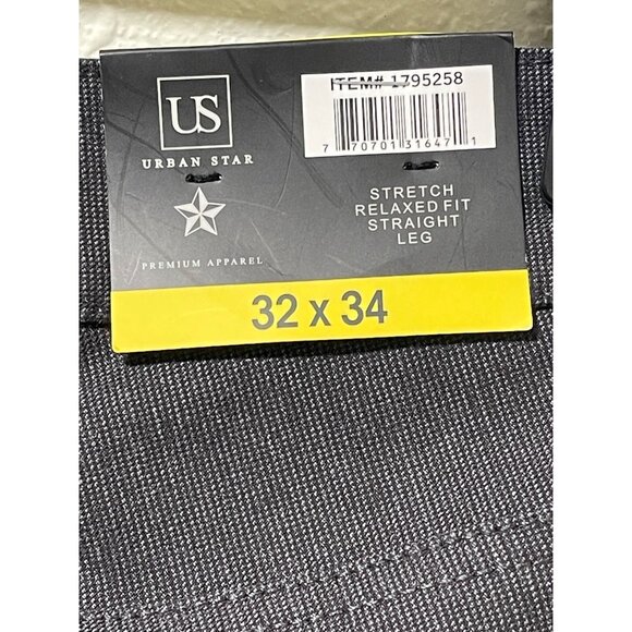 US Urban Star NWT Pants Stretch Relaxed Fit Straight Leg Dark Gray Size 32x34 - Picture 12 of 16